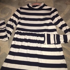 FREE PEOPLE stripped mock neck top